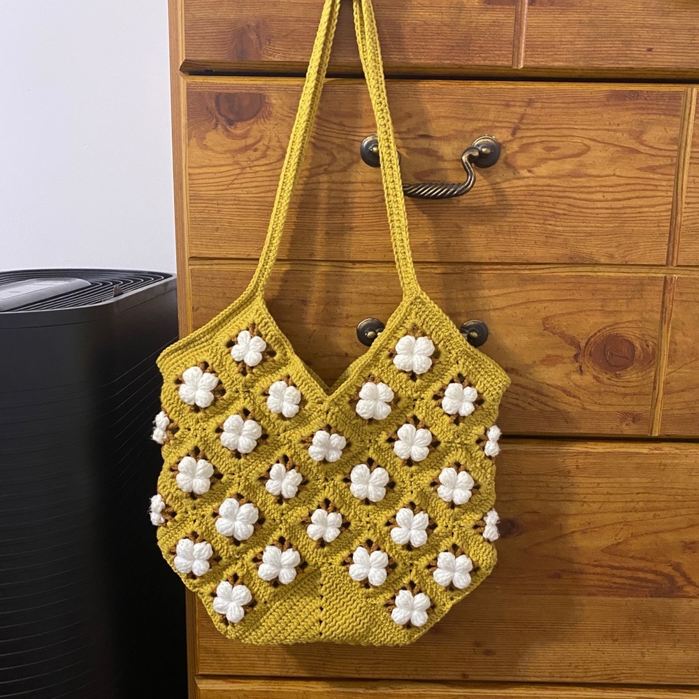 Yellow Crochet Tote Bag